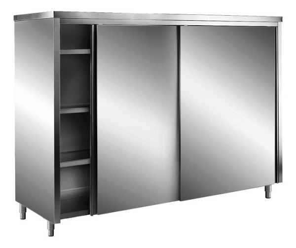 Armoire de rangement Saro en acier inoxydable avec portes coulissantes AISI 430, toit en pente, 1800x700, 700-8180