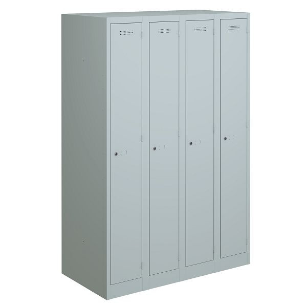 Armoire Bisley Primary Locker 4 compartiments 1200 mm, couleur gris clair, PL3050Q1645