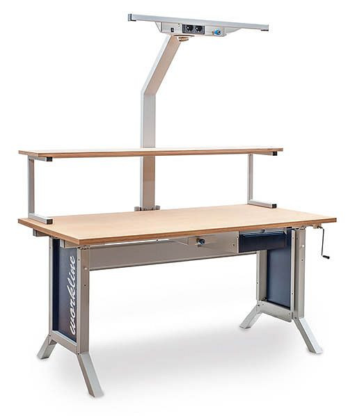 Combinaison de table de base Bedrunka+Hirth workline, serrure à pince, 1x plan de travail en hêtre multiplex, 1x bloc de base, 1500 x 750 mm, 07.75.46