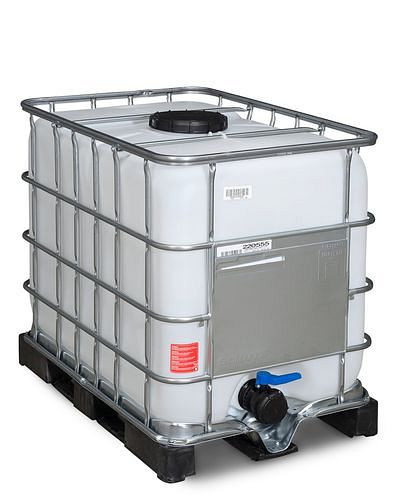 Conteneur IBC DENIOS, palette PE, 600 l, ouverture NW225, sortie NW80, 266-152