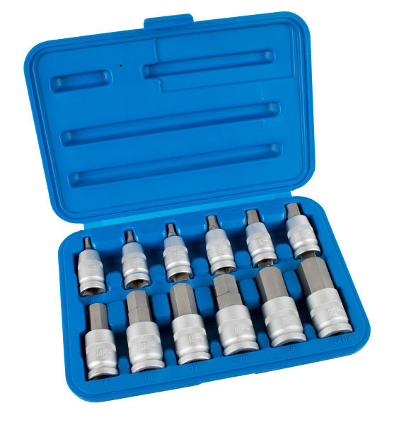 Inserts pour clés à douille Stahlmaxx, douille hexagonale 5 - 22 mm, 12 pièces, XXL-116185