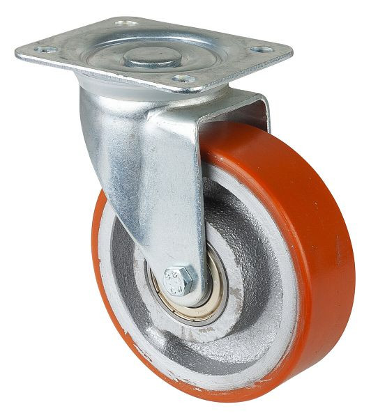 Rouleau de transport BS rollers, largeur de roue 40 mm, Ø roue 125 mm, capacité de charge 350 kg, polyuréthane coulé 95 Shore A, corps de roue en fonte, roulements à billes, LB500.C10.125