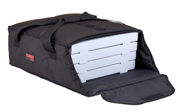 Cambro GoBag® Sac de livraison de pizza standard noir, peut contenir trois boîtes à pizza de 18" ou quatre de 16", paquet de 4, GBP318110