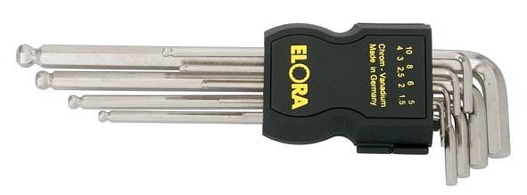 Jeu de tournevis à tête sphérique ELORA, extra, 9 pièces 1,5-10 mm, dans un support en plastique, 159SKUB, 0159535903000