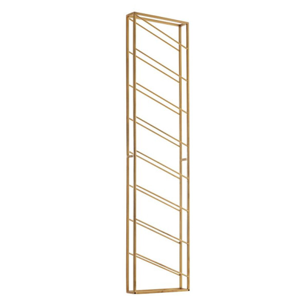 Wohnling Casier à vin mural en métal doré 36 x 150 x 8 cm Grand pour 8 bouteilles, étagère murale design pour la cuisine, casier à bouteilles suspendu, montage mural étroit, WL6.687
