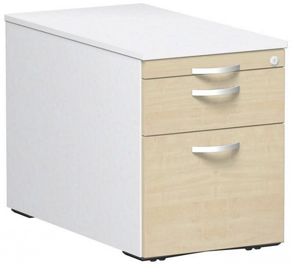 geramöbel roll container système de classement suspendu et 1 tiroir en métal, glissière à rouleaux en métal, verrouillage centralisé, 438x800x565, érable/blanc, S-530352-AW
