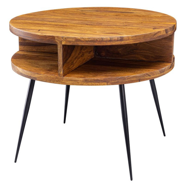 Table basse Wohnling Sheesham bois massif / métal 60 x 45 x 60 cm, WL5.962