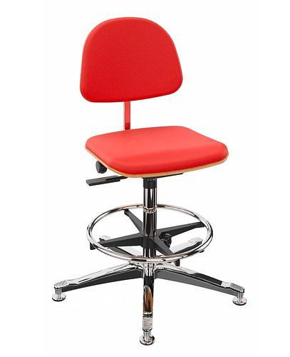Chaise de travail Dauphin tapissée rouge, piètement en aluminium, patins, anneau de pied, 266904