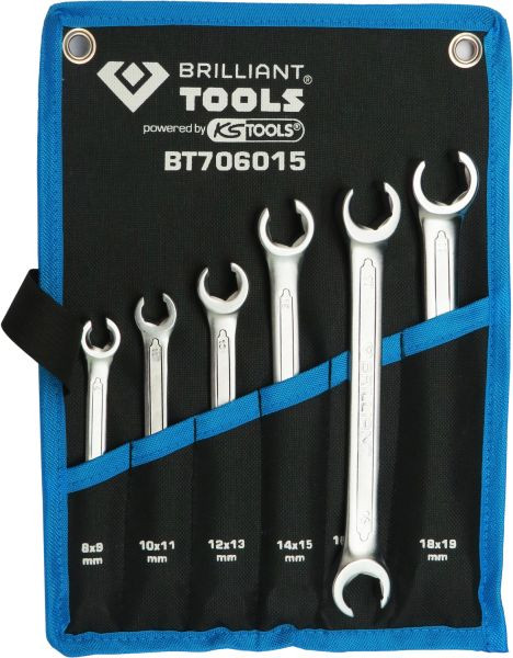 Brilliant Tools - Jeu de clés de ligne, 6 pièces, 8 - 19 mm, BT706015