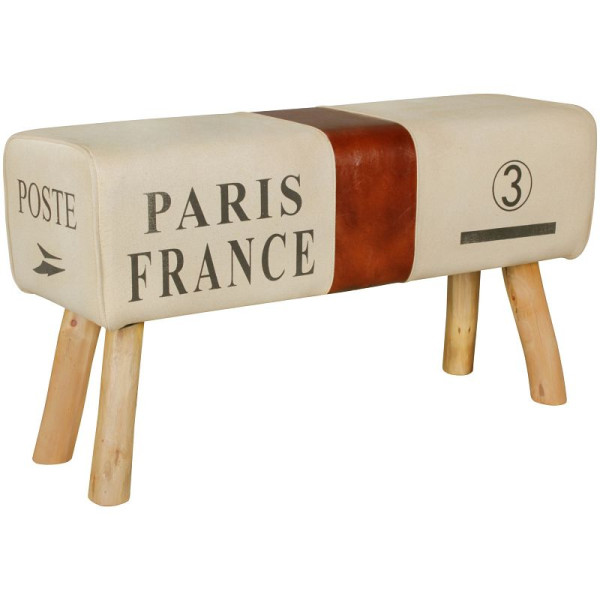 Wohnling Design Turnbock Banc CANVAS Marron 91 x 51 x 30 cm, WL5.104