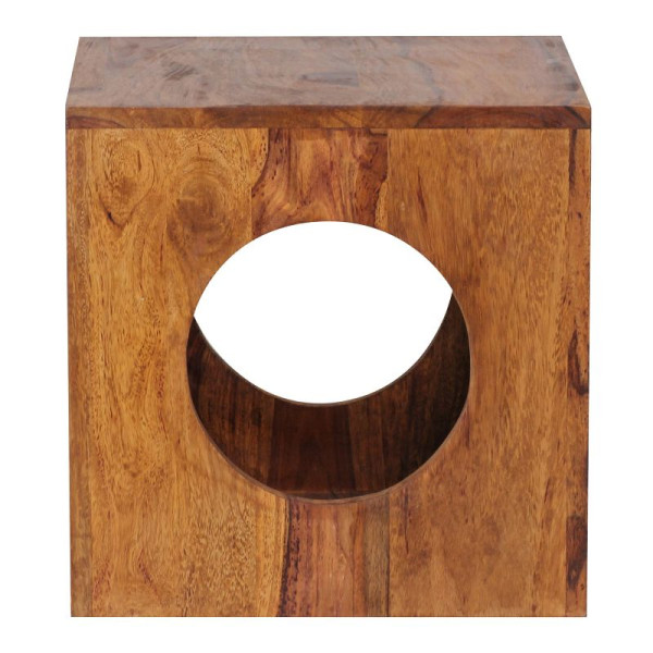 Wohnling table d'appoint MUMBAI en bois de Sesham massif 35 x 35 cm, design cube, style maison de campagne, carrée, WL1.560