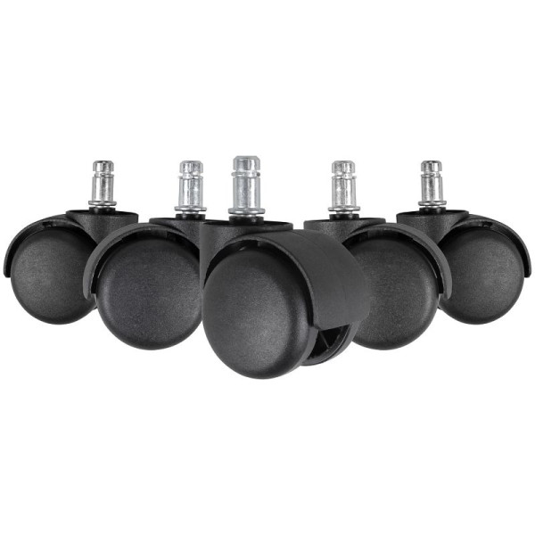 Amstyle lot de 5 roulettes freinées pour sol souple pour chaises de bureau axe 11 mm / diamètre 50 mm, SPM1.914