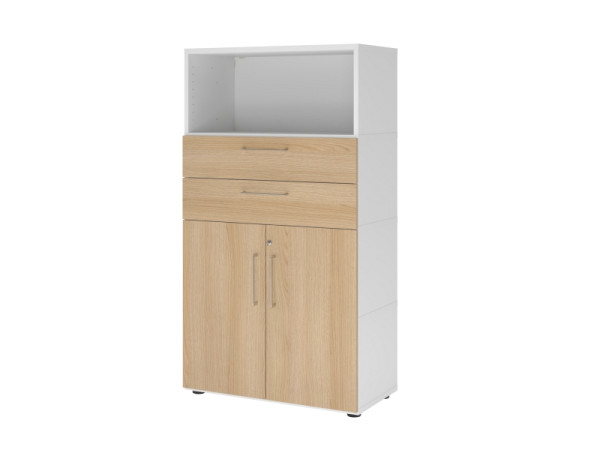 Armoire combinée Hammerbacher, 4OH, blanc/chêne, VFW48K2KG/W/E/BS