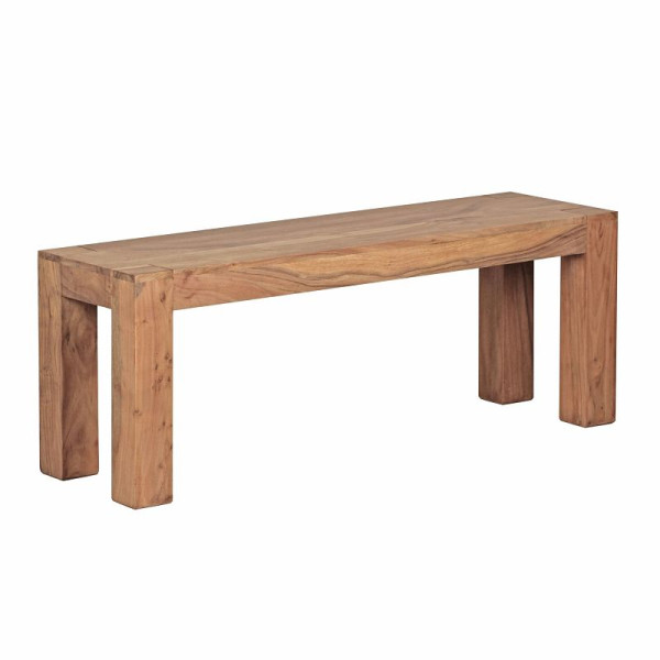 Banc de salle à manger Wohnling MUMBAI en bois d'acacia massif 120 x 45 x 35 cm, produit naturel de style maison de campagne, WL1.465