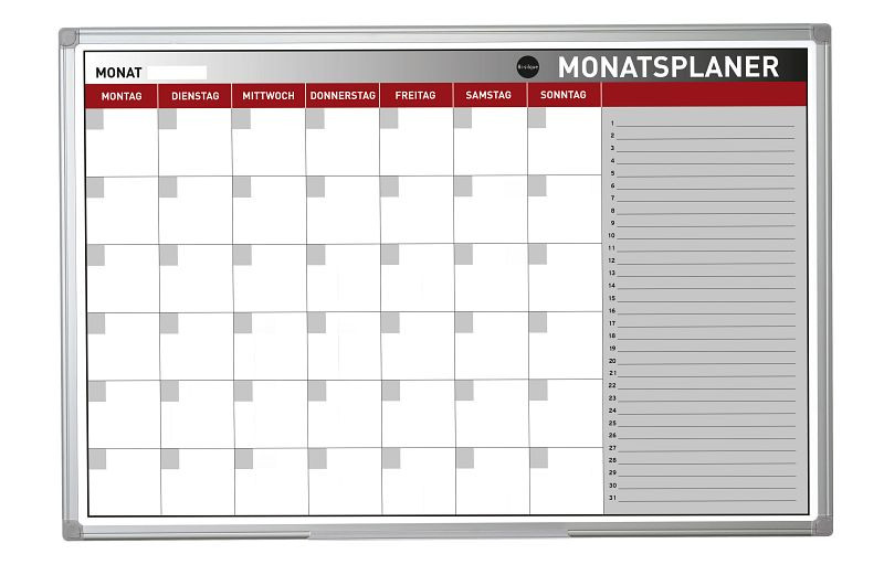 Agenda mensuel magnétique Bi-Office Earth avec cadre en aluminium 60x90cm, GA03130790