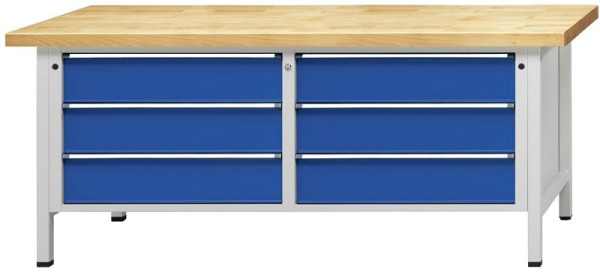 Établi d'armoire ANKE; 2000x800mm; Tiroirs au format XL 750x600 mm; 3 tiroirs à gauche; Droite 3 tiroirs