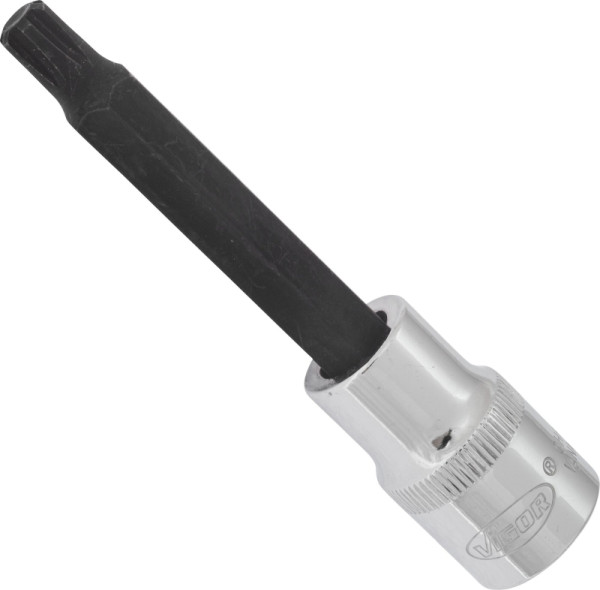 Embout de tournevis VIGOR RIBE, carré creux 12,5 mm (1/2 pouce), profil à coin interne Ribe-CV, M8, longueur : 100 mm, V2214