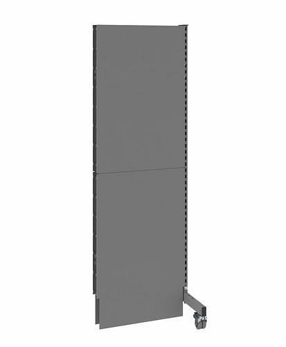 Cloison acoustique mobile DENIOS, panneau rapporté, L 625, H 2000 mm, tôle perforée acoustique d'un côté, grise, 293074