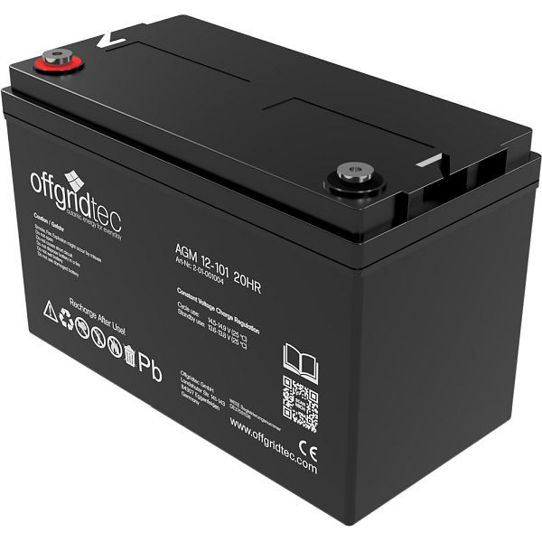 Offgridtec AGM 101Ah 20HR 12V - batterie solaire extrêmement résistante aux cycles, 2-01-001004