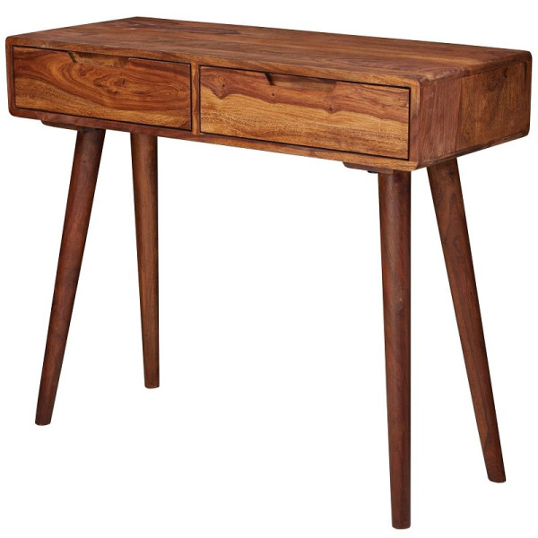 Table console Wohnling 90x76x36cm en bois de Sesham massif avec tiroirs, WL5.577