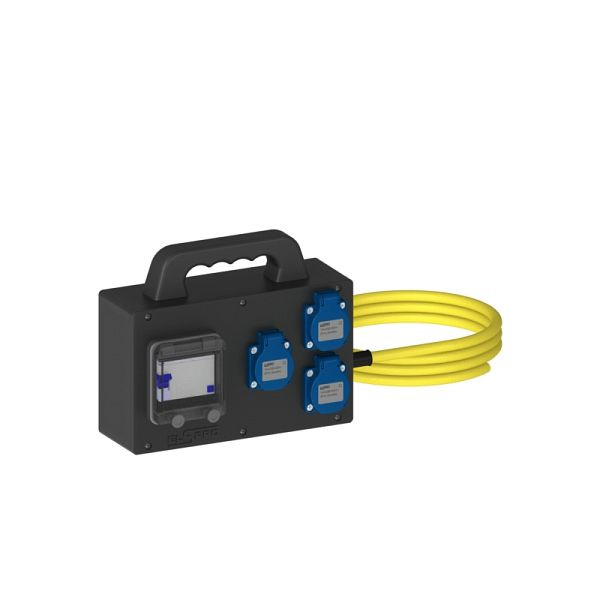 ELSPRO Vollgummi-Sicherheitsverteiler HILDEN, Stecker: 3 m CEE 400 V, Ausgang: 6 Schutzkontakt, 1311030