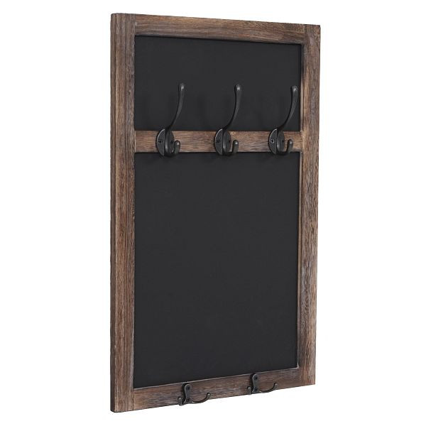 Porte-manteau mural Mendler HWC-C51, porte-manteau tableau noir, 5 crochets 55x34cm, marron, shabby, 61937