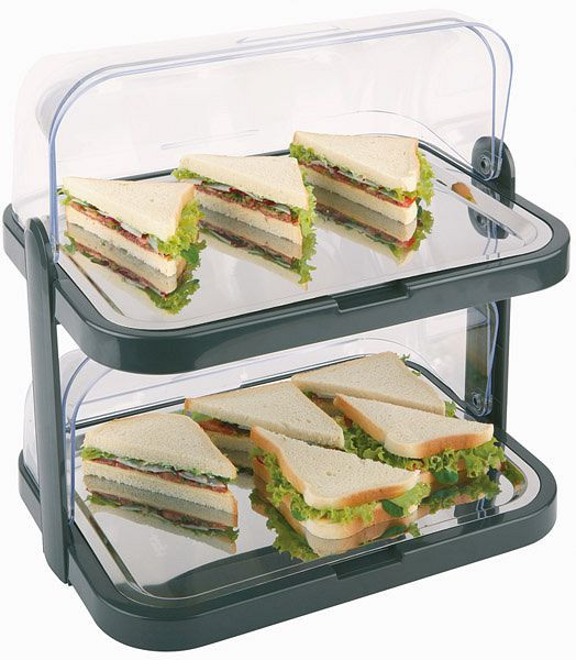 Vitrine buffet APS -DOUBLE DECKER-, 44 x 32 cm, hauteur: 44 cm, noir, 09204