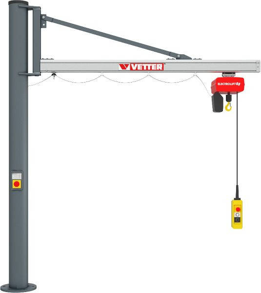 Vetter 500 kg, potence sur pilier 4,9 m UNILIFT + système d'ancrage composite + palan électrique à chaîne, US5-4.4 + VAS2 + SiXX4F-BL