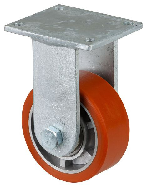 Roues BS Roulette robuste, roulette fixe, largeur 40 mm, Ø100 mm, jusqu'à 200 kg, polyuréthane coulé 95 Shore A, corps de roue en aluminium, roulement à billes, RR110.B90.100