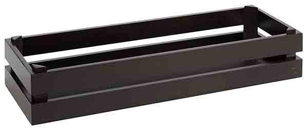 Caisse en bois APS -SUPERBOX-, 55,5 x 18,5 cm, hauteur : 10,5 cm, bois d'acacia, noir, convient pour GN 2/4, 11629