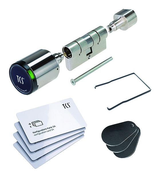 Cylindre à bouton TCS avec cylindre de fermeture électronique (stand alone) pour toutes les serrures à cylindre profilé, IP55, dimensions du cylindre profilé (mm) 30/30, 811-003-3030