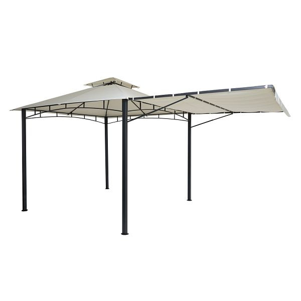 Mendler Pergola HWC-F94, pavillon de jardin, paroi latérale mobile en acier 2,5x2,5m, beige crème, 70677