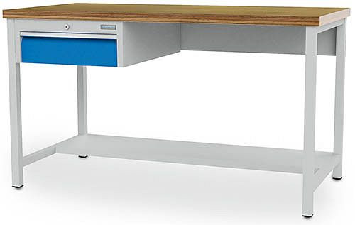 Table de travail Bedrunka+Hirth, largeur 1500 mm, avec bloc tiroir suspendu, 03.14.31VA