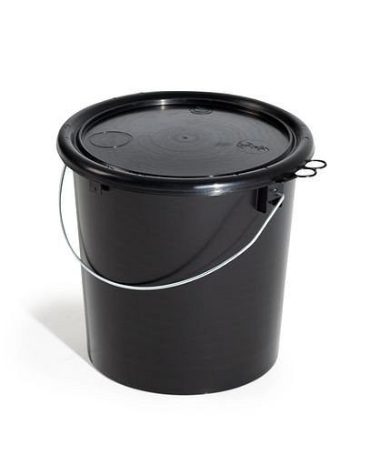 Seau DENIOS UN en polypropylène (PP), 11 litres, noir avec couvercle, conducteur, UE : 5 pièces, 251-297