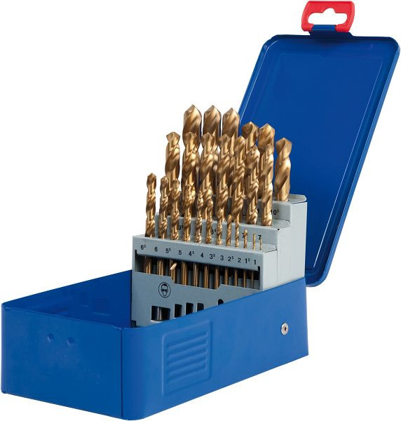 Jeu de forets hélicoïdaux SW-Stahl, HSS-G TIN, 1-13 mm, 25 pièces, dans une cassette métallique, 80525L