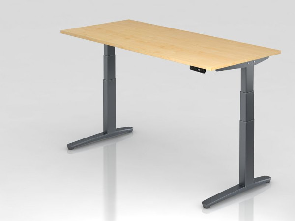 Bureau assis-debout électrique Hammerbacher 180x80cm érable/graphite, forme rectangulaire, VXBHM19/3/GG