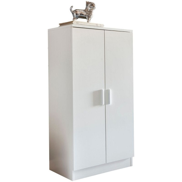 Meuble à chaussures Wohnling MARTIN avec 2 portes blanc 55x108x35 cm étagère à chaussures bois fermé, WL5.269