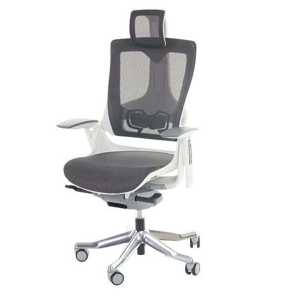 Chaise de bureau Mendler MERRYFAIR Wau 2, chaise de bureau, chaise pivotante, rembourrage/maille, ergonomique, noir-gris, 44383