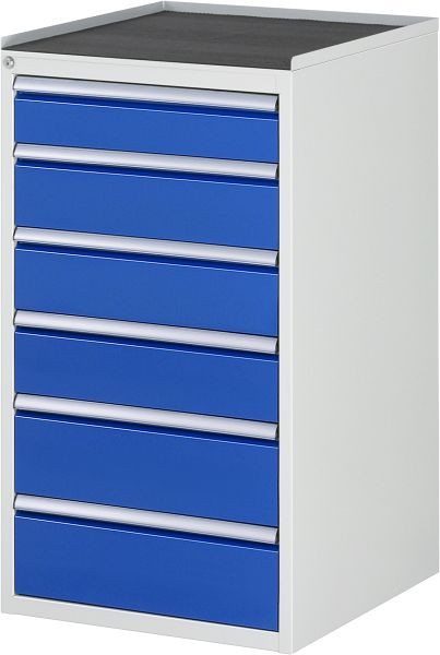 Armoire à tiroirs RAU série 7000, support métallique, 6 x tiroirs taille L 1xH120, 3xH150, 2xH180 mm, 580x1035x650 mm, 03-L7.6A-MT.11