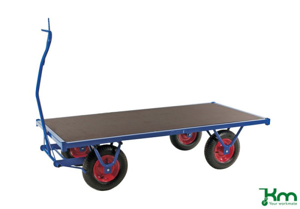 Kongamek Chariot Robuste 2000x1000x460mm Bleu 4 Roulettes Fixes Capacité de Charge 1000kg KM330200PF