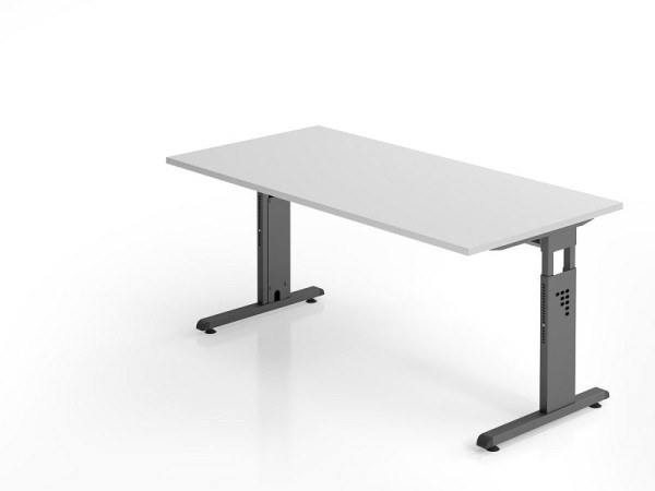 Bureau Hammerbacher OS16, 160 x 80 cm, plateau : gris, épaisseur 25 mm, chant ABS 2 mm, forme rectangulaire, VOS16/5/G