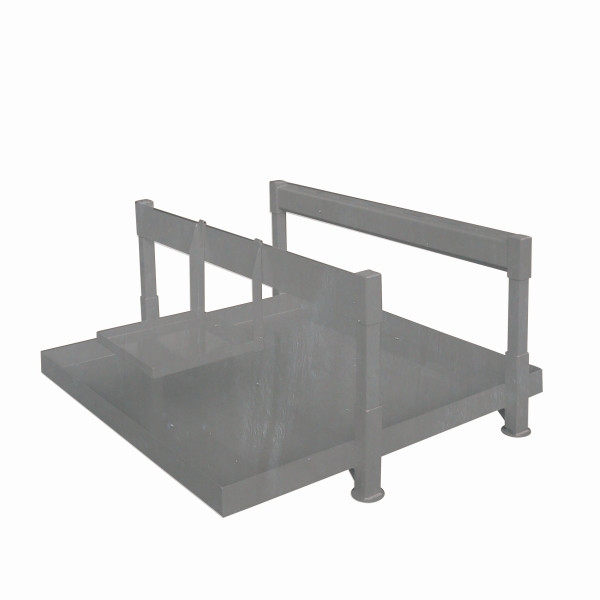 Station de remplissage de fûts industriels Eichinger, composée d'un bac collecteur, d'un cadre et d'un porte-canette. Sans palette de fûts, 2 x fûts galvanisés à chaud, 22710100002000