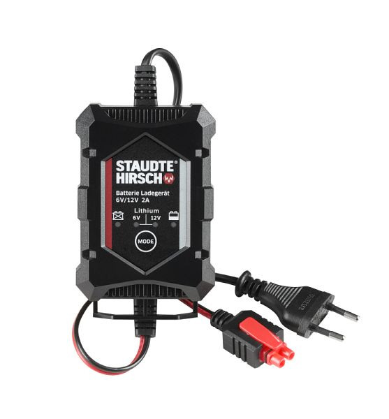 Chargeur de batterie Staudte Hirsch SH-3.170, 6 V/12 V, 2 A avec connecteur cylindrique, 331700.1