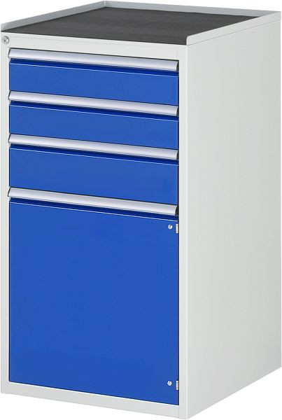 Armoire à tiroirs RAU série 7000, L580xP650xH1035mm, tiroirs : 2xH120, 1xH150mm, porte battante H540mm, support métallique, 03-L7.2AR-MT.11