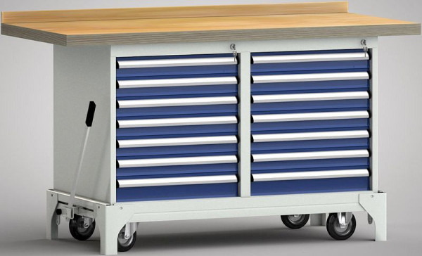 Etabli professionnel mobile KLW - 1500 x 700 x 866 mm L x l x H, WS782N-1500M40-E7054