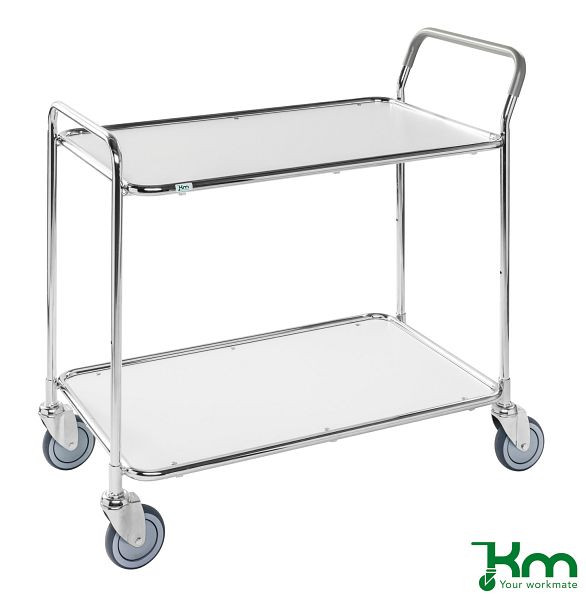 Chariot de table Kongamek, galvanisé / blanc, avec 2 étagères, KM30770-6