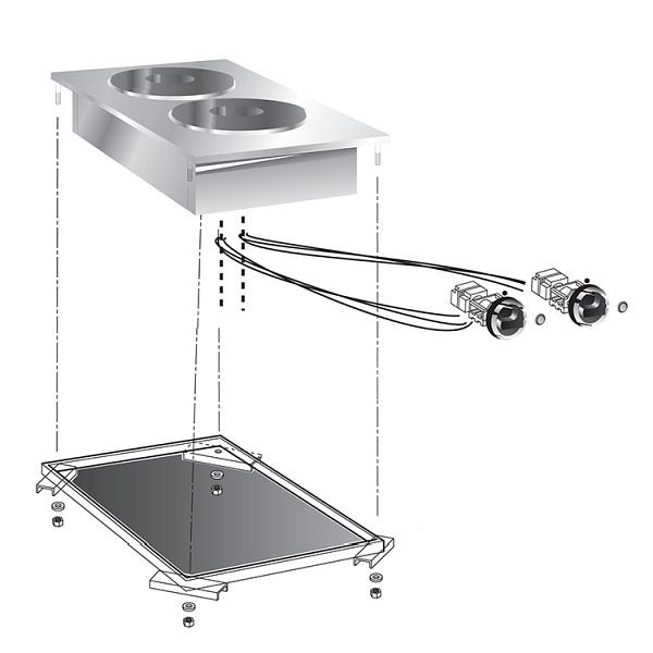 Cuisinière électrique encastrable Gastro-Inox 2 plaques de cuisson, 40cm, 160.505