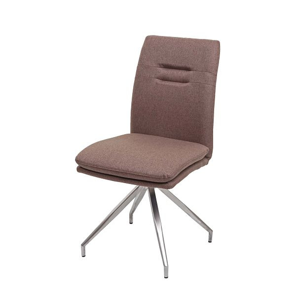 Chaise de salle à manger Mendler HWC-H70, chaise de cuisine, fauteuil, tissu/textile acier inoxydable brossé, marron, 73919