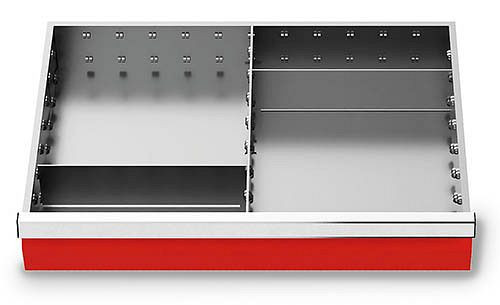Kit de séparation métallique Bedrunka+Hirth, 3 pièces, R 24-16, hauteur de panneau 75 mm, dimensions en mm (LxPxH) : 600 x 400 x 75, 168-146-75