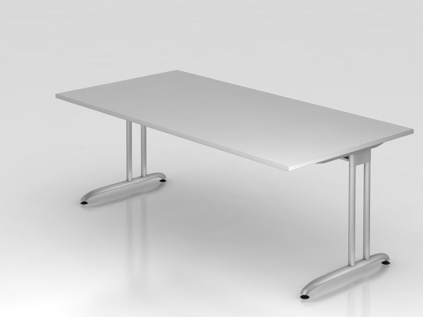 Bureau Hammerbacher pied C 200x100cm gris, hauteur de travail 72 cm, VBS2E/5/S